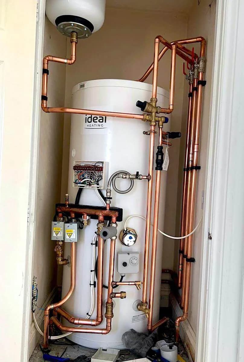 Spencer Jordan on site carrying out boiler and heating work in Colne, Lancashire